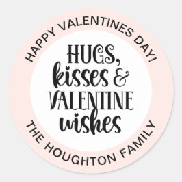 Personalisiert Pink Hugs Kisses Valentine Sticker