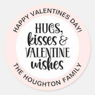 Personalisiert Pink Hugs Kisses Valentine Sticker