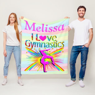 PERSONALISIERT PINK I LIEBE GYMNASTICS FLEECKET FLEECEDECKE