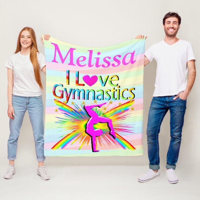 PERSONALISIERT PINK I LIEBE GYMNASTICS FLEECKET FLEECEDECKE (Beispiel)