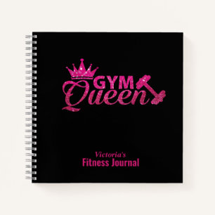 Personalisiert Pink Imitats Glitzer Gym Queen Jour Notizbuch