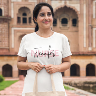 Personalisiert-Pink-Krankenschwester-Typografie Tri-Blend Shirt