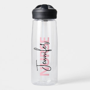 Personalisiert-Pink-Krankenschwester-Typografie Trinkflasche