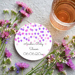 Personalisiert Pink Lila Balloon Babydusche Rechteckiger Pappuntersetzer