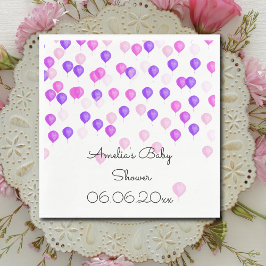 Personalisiert Pink Lila Balloon Babydusche Serviette