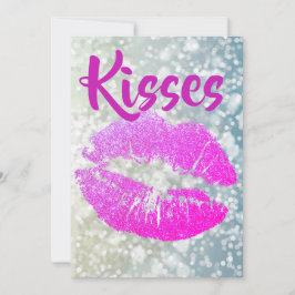 Personalisiert Pink Lipstick "Kisses" Vielen Dank Dankeskarte
