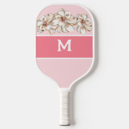 Personalisiert Pink Magnolia Mit Monogramm Pickleball Schläger