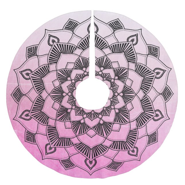 Personalisiert Pink Mandala Weihnachtsrock Polyester Weihnachtsbaumdecke (Vorderseite)