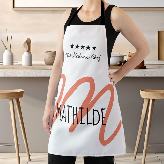 Personalisiert Pink Modern Script Monogram Schürze (Personalized Modern Elegant White Monogram Chef Apron)