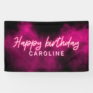 Personalisiert Pink Neon Happy Birthday Party Banner