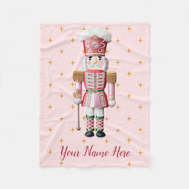 Personalisiert Pink Nutcracker Weihnachtsblankon Fleecedecke (Vorderseite)