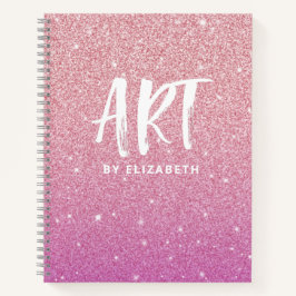 Personalisiert Pink Ombre Glitzer Sketchbook Notizbuch
