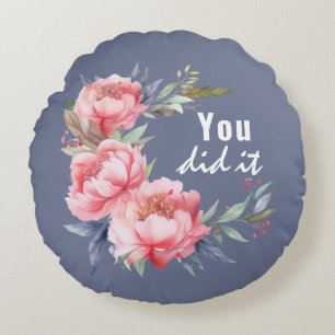 Personalisiert Pink Peony Blume Abschluss Geschenk Rundes Kissen
