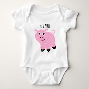 Personalisiert Pink Pig Baby Animal Piggie Baby Strampler