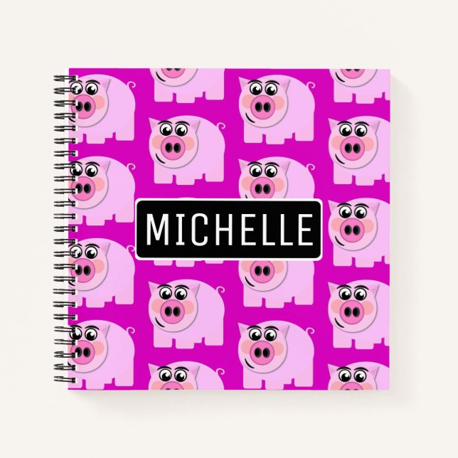 Personalisiert Pink Piggy Notizbuch (Vorderseite)
