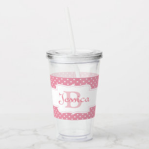 Personalisiert Pink Polka Dot Acryltrinkbecher
