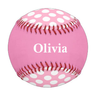 Personalisiert Pink Polka Dot Baseball