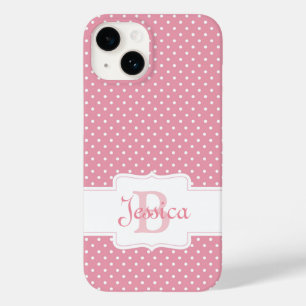 Personalisiert Pink Polka Dot Case-Mate iPhone 14 Hülle