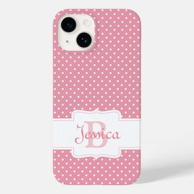 Personalisiert Pink Polka Dot Case-Mate iPhone Hülle (Rückseite)