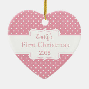Personalisiert Pink Polka Dot Keramik Ornament