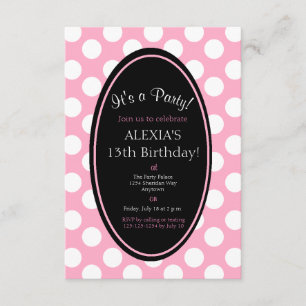 Personalisiert Pink Polka Dot Party Einladung