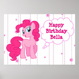 Personalisiert Pink Pony Happy Birthday Poster