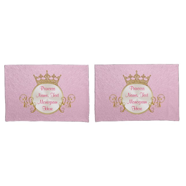 Personalisiert Pink Princess Pillow Case Set oder  Kissenbezug (Vorderseite-Set)