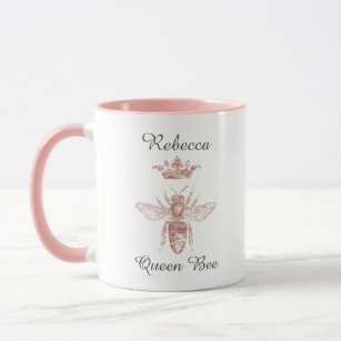 Personalisiert Pink Queen Bee mit Krone Tasse