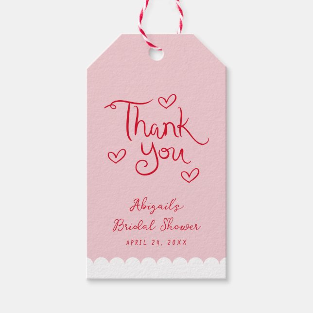 Personalisiert Pink Red Whimsical Danke Geschenkanhänger (Vorderseite)