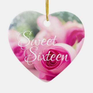 Personalisiert Pink Roses 16 . Geburtstag Weihnach Keramik Ornament
