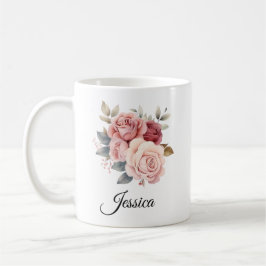 Personalisiert Pink Roses Tasse - Individuelle Nam