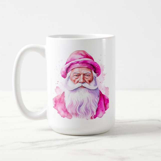 Personalisiert Pink Santa und Snowman Weihnachten Kaffeetasse (Links)