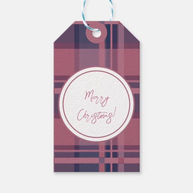 Personalisiert Pink Scottish Lady Tartan Pattern Geschenkanhänger (Vorderseite)