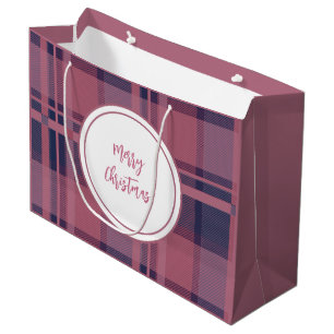 Personalisiert Pink Scottish Lady Tartan Pattern Große Geschenktüte