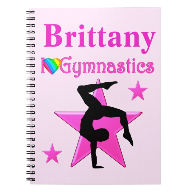 PERSONALISIERT PINK STAR GYMNASTICS JOURNAL NOTIZBLOCK (Vorderseite)