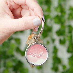 Personalisiert Pink Starry Night Schlüsselanhänger