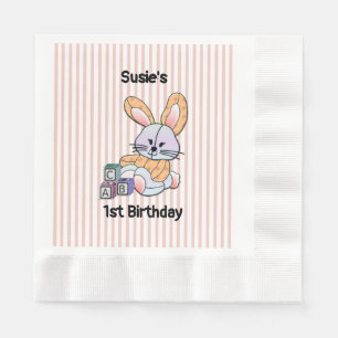 Personalisiert Pink Strip Kinderzimmer Kunst - Hüb Serviette
