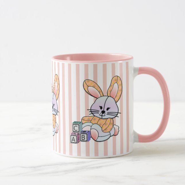 Personalisiert Pink Strip Kinderzimmer Kunst - Hüb Tasse (Rechts)