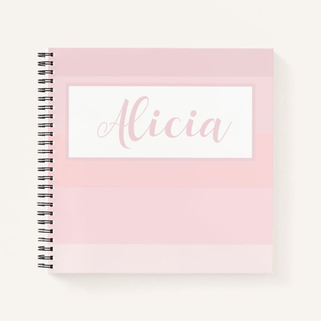 PERSONALISIERT PINK STRIPED DESIGN-Notebook Notizbuch (Vorderseite)