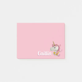 Personalisiert Pink Unicorn Balloon Girls Sticky Post-it Klebezettel