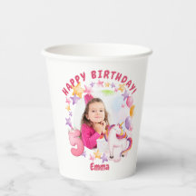 Personalisiert Pink Unicorn Girl 5. Geburtstag