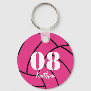 Personalisiert-Pink-Volleyball-Monogramm-Schlüssel Schlüsselanhänger