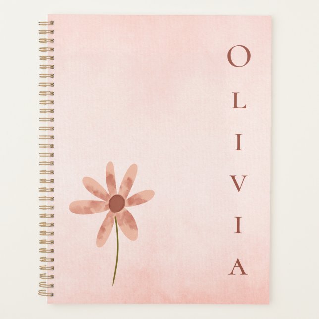 Personalisiert Pink Watercolor Blume Planer (Vorderseite)