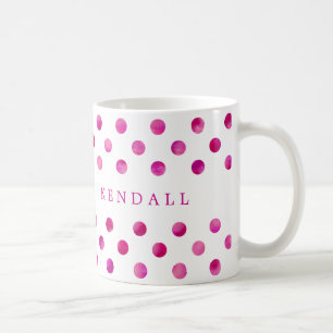 Personalisiert Pink Watercolor Polka Dots Tasse