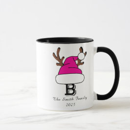 Personalisiert Pink Weihnachtsmannmütze Monogram W Tasse