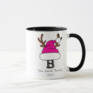 Personalisiert Pink Weihnachtsmannmütze Monogram W Tasse