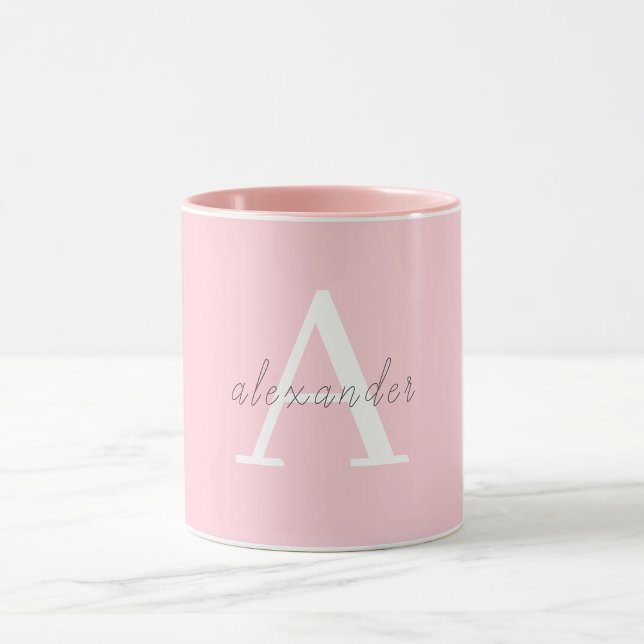 Personalisiert Pink-weiße Monogramm mit Ihrem Name Tasse (Von Creator hochgeladen)