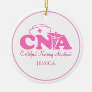 Personalisiert Pink White CNA Weihnachten Keramik Ornament