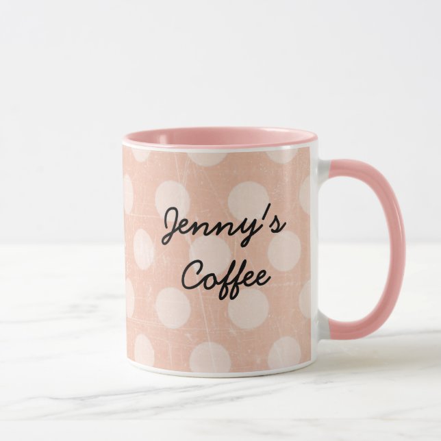 Personalisiert Pink White Polka Dotte Kaffee Tasse (Rechts)