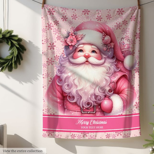 Personalisiert Pinkmas Santa Blanket für Kleines M Sherpadecke (Personalized Pinkmas Santa Blanket for Little Girls)